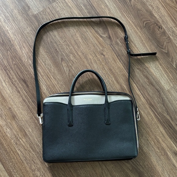 kate spade Handbags - Kate Spade Laptop Case Black and Cream Handbag with Shoulder Strap